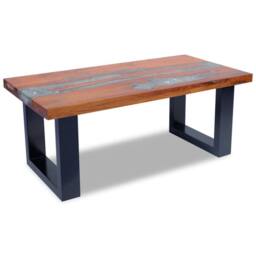 Berkfield Home Coffee Table Teak Resin 100x50 cm - thumbnail 4