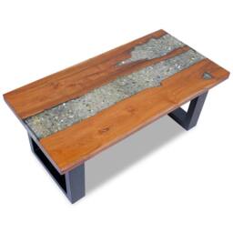 Berkfield Home Coffee Table Teak Resin 100x50 cm - thumbnail 2