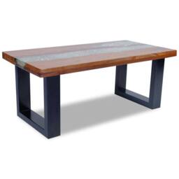 Berkfield Home Coffee Table Teak Resin 100x50 cm - thumbnail 5