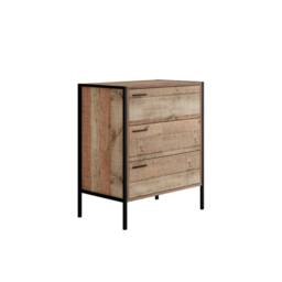 Wyld Haus Lucan Oak Effect Distressed 3 Drawer Storage Chest in Natural - thumbnail 3