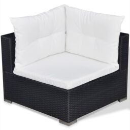 Berkfield Home 5 Piece Garden Lounge Set with Cushions Poly Rattan Black - thumbnail 6