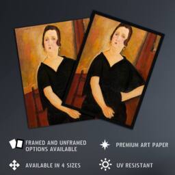 Artery8 Madame Amedee Portrait Modigliani Vintage Framed Wall Art Print in Brown - Size: A4 - thumbnail 2
