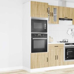 Berkfield Home Oven Cabinets 2 pcs Lucca Sonoma Oak Engineered Wood in Brown - thumbnail 3