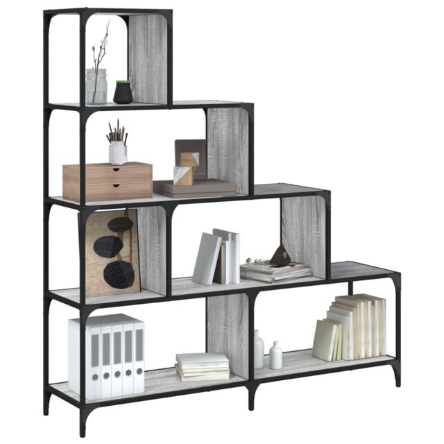 Berkfield Home Bookcase 4-Stair Grey Sonoma 139x33.5x149 cm Engineered Wood - image 1