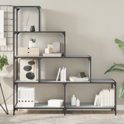 Berkfield Home Bookcase 4-Stair Grey Sonoma 139x33.5x149 cm Engineered Wood - thumbnail 4