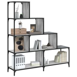 Berkfield Home Bookcase 4-Stair Grey Sonoma 139x33.5x149 cm Engineered Wood - thumbnail 1