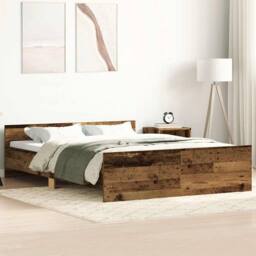 Berkfield Home Bed Frame without Mattress Old Wood 150x200cm Engineered Wood in Brown - Size: 150x200 cm - thumbnail 2