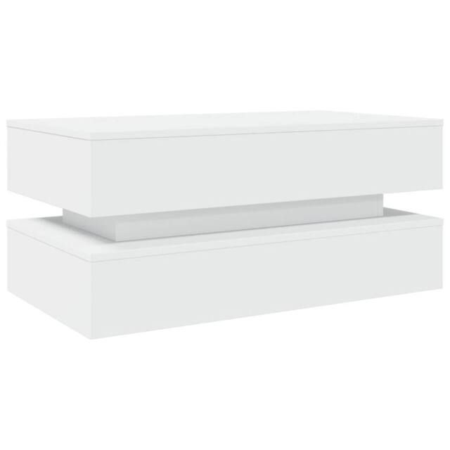 Berkfield Home Modern Coffee Table with LED Lights White 90x50x40 cm - Size: 90 x 50 x 40 cm - image 1