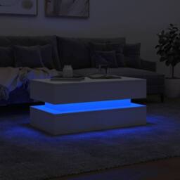 Berkfield Home Modern Coffee Table with LED Lights White 90x50x40 cm - Size: 90 x 50 x 40 cm - thumbnail 5