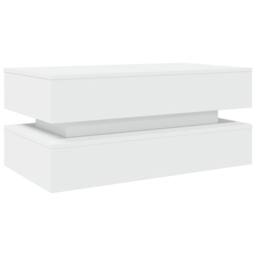 Berkfield Home Modern Coffee Table with LED Lights White 90x50x40 cm - Size: 90 x 50 x 40 cm - thumbnail 1