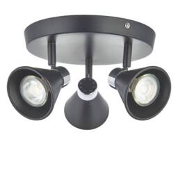 First Choice Lighting Set of 2 Burton - Matt Black & Chrome Detail 3 Way Ceiling Spotlights - thumbnail 2