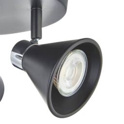 First Choice Lighting Set of 2 Burton - Matt Black & Chrome Detail 3 Way Ceiling Spotlights - thumbnail 4