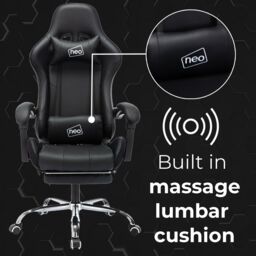 Neo GTB Gaming Chair with Massage & Footrest in Black - thumbnail 3