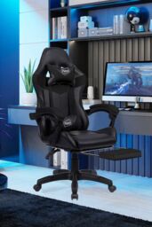 Neo GTB Gaming Chair with Massage & Footrest in Black - thumbnail 1