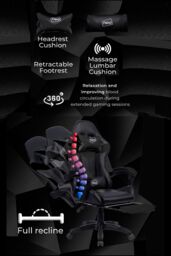 Neo GTB Gaming Chair with Massage & Footrest in Black - thumbnail 2