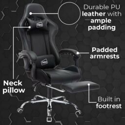 Neo GTB Gaming Chair with Massage & Footrest in Black - thumbnail 5