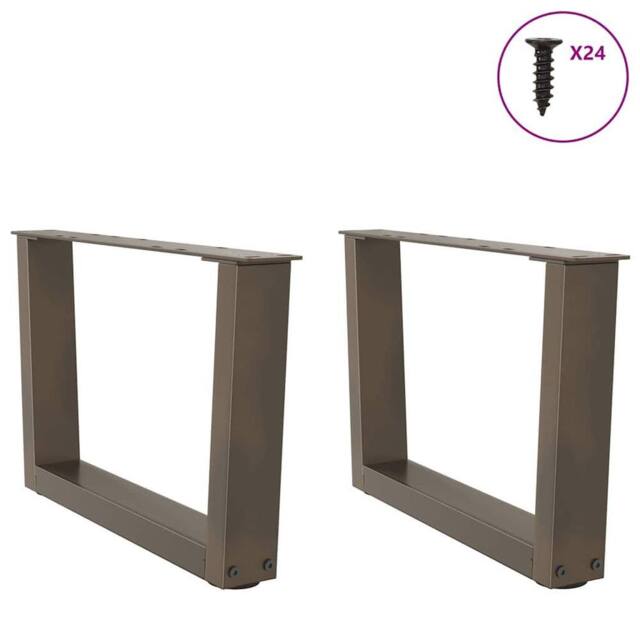Berkfield Home Modern Dining Table Legs V-Shape 2 pcs Natural Steel 50x(30-31.3) in Brown - image 1