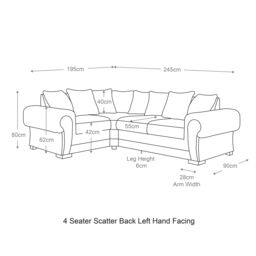 Furnishings For Less UK Milan 4 Seater L Shaped Corner Sofa Scatter Back Chesterfield Arms Black Left Hand Facing - thumbnail 2