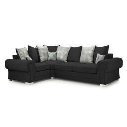 Furnishings For Less UK Milan 4 Seater L Shaped Corner Sofa Scatter Back Chesterfield Arms Black Left Hand Facing - thumbnail 1