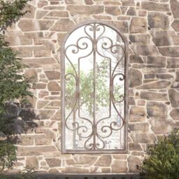 Berkfield Home Garden Mirror Sand 70x30 cm Iron for Outdoor Use in Cream