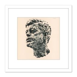 Artery8 John F Kennedy Head Sculpture Usa President 8X8 Inch Square Wooden Framed Wall Art Print Picture with Mount in White - thumbnail 1