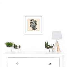 Artery8 John F Kennedy Head Sculpture Usa President 8X8 Inch Square Wooden Framed Wall Art Print Picture with Mount in White - thumbnail 2