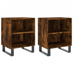 Berkfield Home Bedside Cabinets 2 pcs Smoked Oak 40x30x50 cm Engineered Wood in Brown - Size: 40 x 30 x 50 cm - thumbnail 2