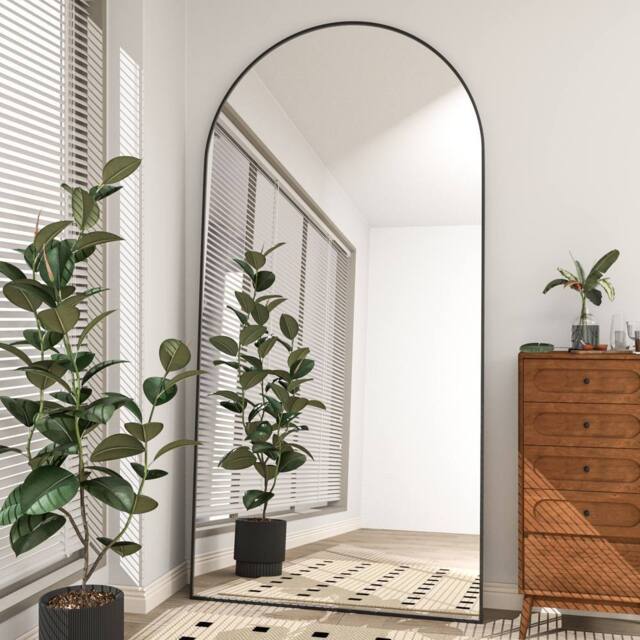 CASSILANDO Arched Full Length Mirror with HD Shatterproof Glass Panel in Black - Size: 198 cm x 96 cm x 1.4 cm - image 1