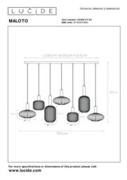 Lucide 'MALOTO' Dimmable Adjustable Indoor Retro Bar Pendant Light 7xE27 in Orange - thumbnail 6