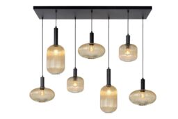 Lucide 'MALOTO' Dimmable Adjustable Indoor Retro Bar Pendant Light 7xE27 in Orange