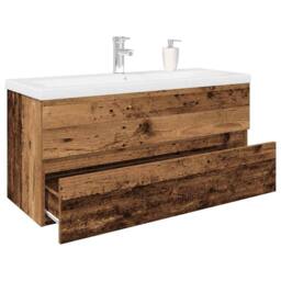 Berkfield Home Sink Cabinet with Built-in Basin & Faucet Old Wood in Brown - thumbnail 2