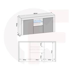 Mex Furniture LTD Sideboard Aurora 145cm - White with Gloss Doors & LED Lights - thumbnail 7