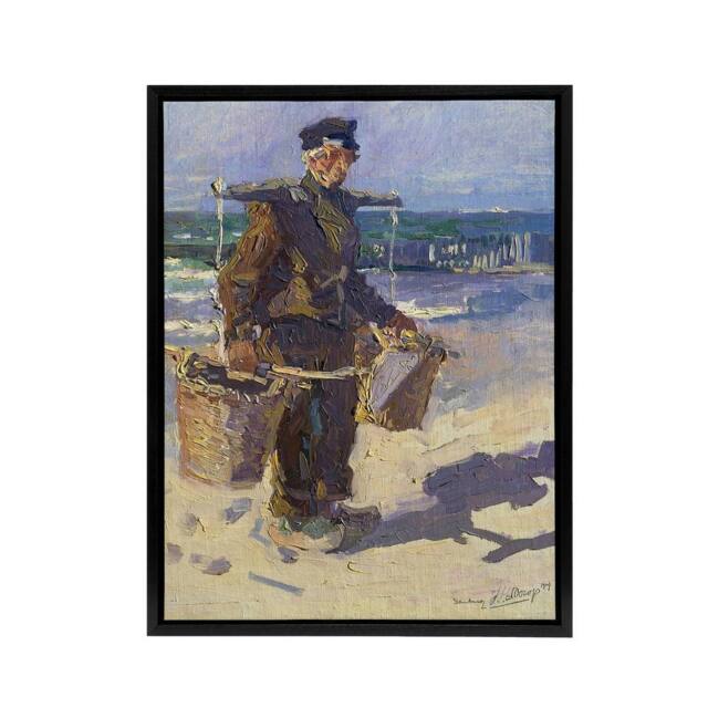 "Artery8 Shell Fisherman Portrait Painting Framed Canvas Wall Art Print Toorop - Size: W24"" x H32""" - image 1