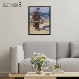 "Artery8 Shell Fisherman Portrait Painting Framed Canvas Wall Art Print Toorop - Size: W24"" x H32""" - thumbnail 3