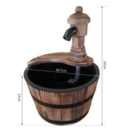 OUTSUNNY Barrel Water Fountain Rustic Wood Electric Water Feature with Pump Garden in Tan - thumbnail 3