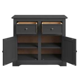 NESTLUNE Country Sideboard 2 Door 2 Drawer Carbon Wax Solid Wood Pine in Black - Size: 100 cm x 15 cm
