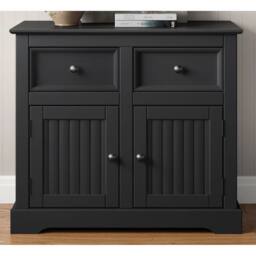 NESTLUNE Country Sideboard 2 Door 2 Drawer Carbon Wax Solid Wood Pine in Black - Size: 100 cm x 15 cm - thumbnail 3