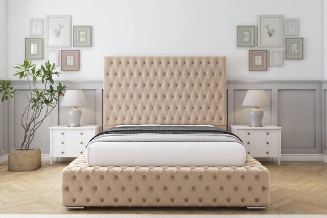 "Sloomy Ambassador Plush Frame-Mattress - 50"" Upholstered Headboard in Stone - Size: Single" - image 1
