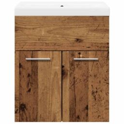 Berkfield Home 2 Piece Bathroom Furniture Set Old Wood Engineered Wood in Brown - thumbnail 4