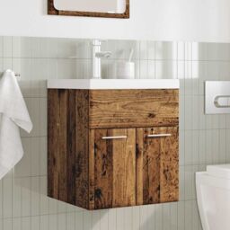 Berkfield Home 2 Piece Bathroom Furniture Set Old Wood Engineered Wood in Brown - thumbnail 3
