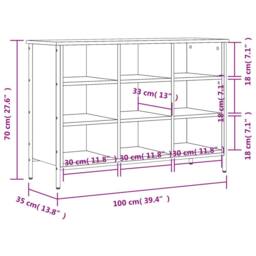 Berkfield Home Shoe Cabinet Grey Sonoma 100x35x70 cm Engineered Wood - Size: 100 x 35 x 70 cm - thumbnail 9