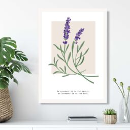 ARTZE Lavender Plant & Quote Flower Market Simplicity Framed Print SIZE: A4 with White Frame in Purple - thumbnail 2