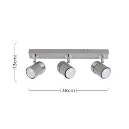 ValueLights Rosie 3 Way Grey Ceiling Bar Spotlight - thumbnail 6