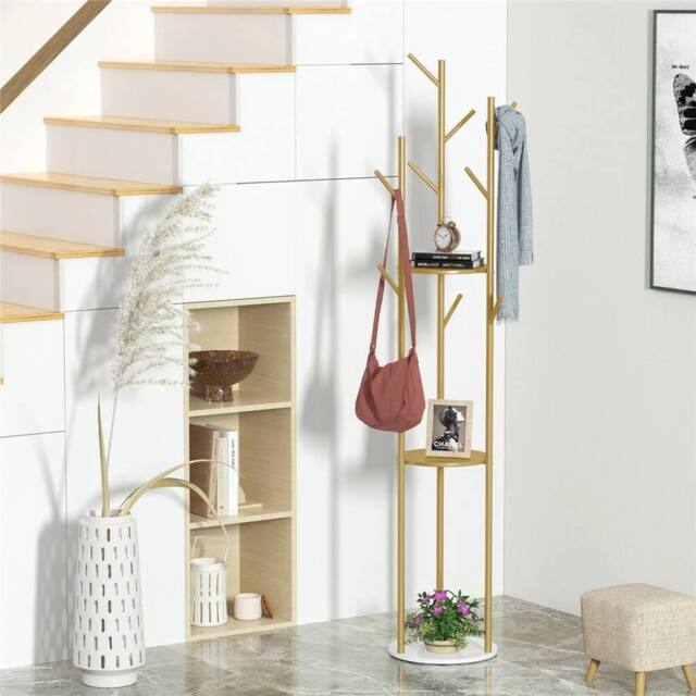 Havendro Golden Metal Coat Rack With Marble Base in Gold - image 1