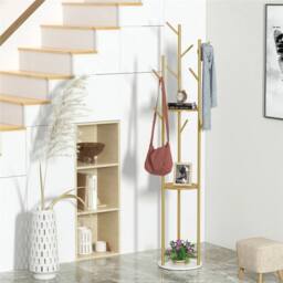 Havendro Golden Metal Coat Rack With Marble Base in Gold - thumbnail 1