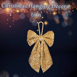 VFM e-Store Christmas Sequins Bow Hanging Decoration 58cm x 59cm Gold X 1 - Size: 58 cm x 59 cm - thumbnail 3