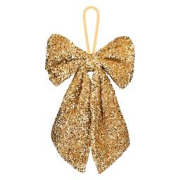 VFM e-Store Christmas Sequins Bow Hanging Decoration 58cm x 59cm Gold X 1 - Size: 58 cm x 59 cm - thumbnail 1