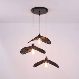 Garwarm Industrial 3 - Light Rattan Farmhouse Cluster Pendant Light in Black - thumbnail 7
