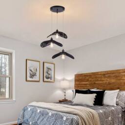 Garwarm Industrial 3 - Light Rattan Farmhouse Cluster Pendant Light in Black - thumbnail 8