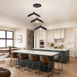 Garwarm Industrial 3 - Light Rattan Farmhouse Cluster Pendant Light in Black - thumbnail 3